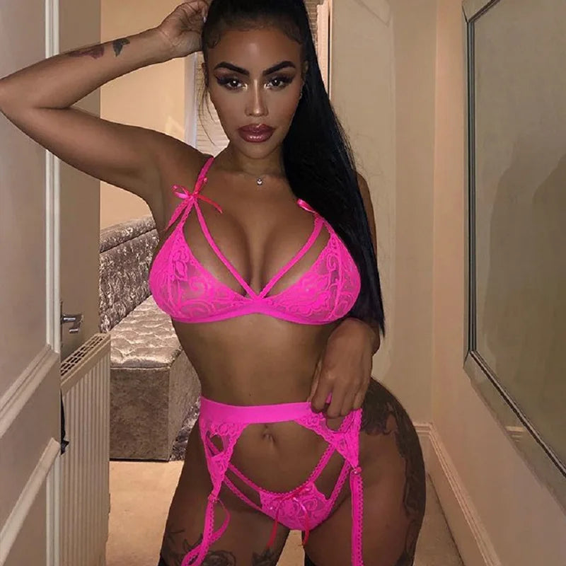 Hosey Transparent Lace Bra & Panty Set
