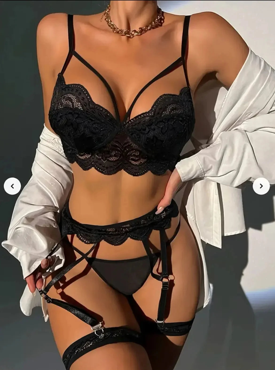 Hosey Sheer Lace Bra & Thong Set