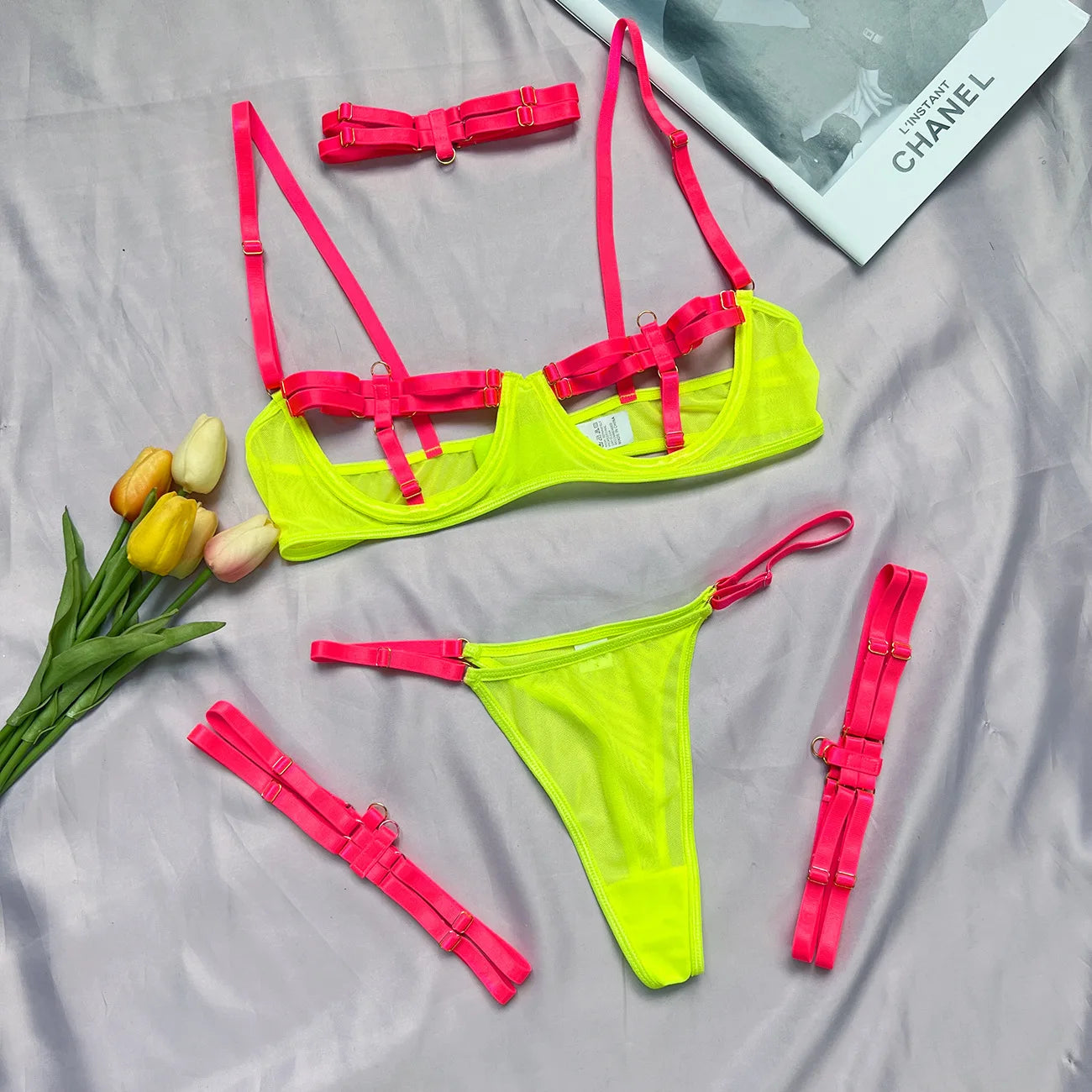 Hosey Transparent Lace Bra & Panty Set