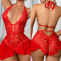 Hosey Crotchless Floral Lace Set