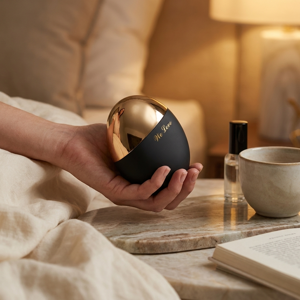 Premium lifestyle image of compact black suction personal wellness massager