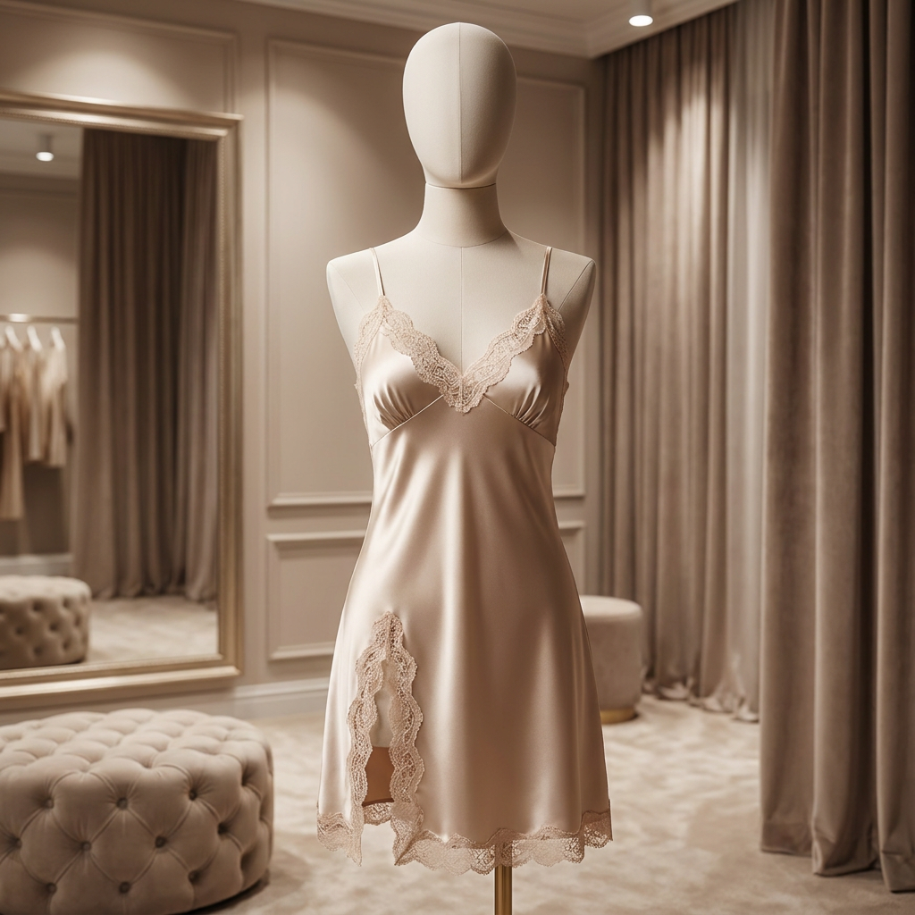 Hosey luxury satin nightgown lifestyle image
