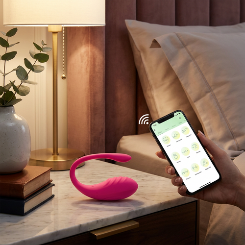 Premium lifestyle image of an app-controlled adult wellness product